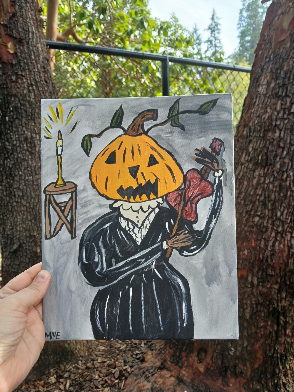 Pumpkin Playing Violin Painting